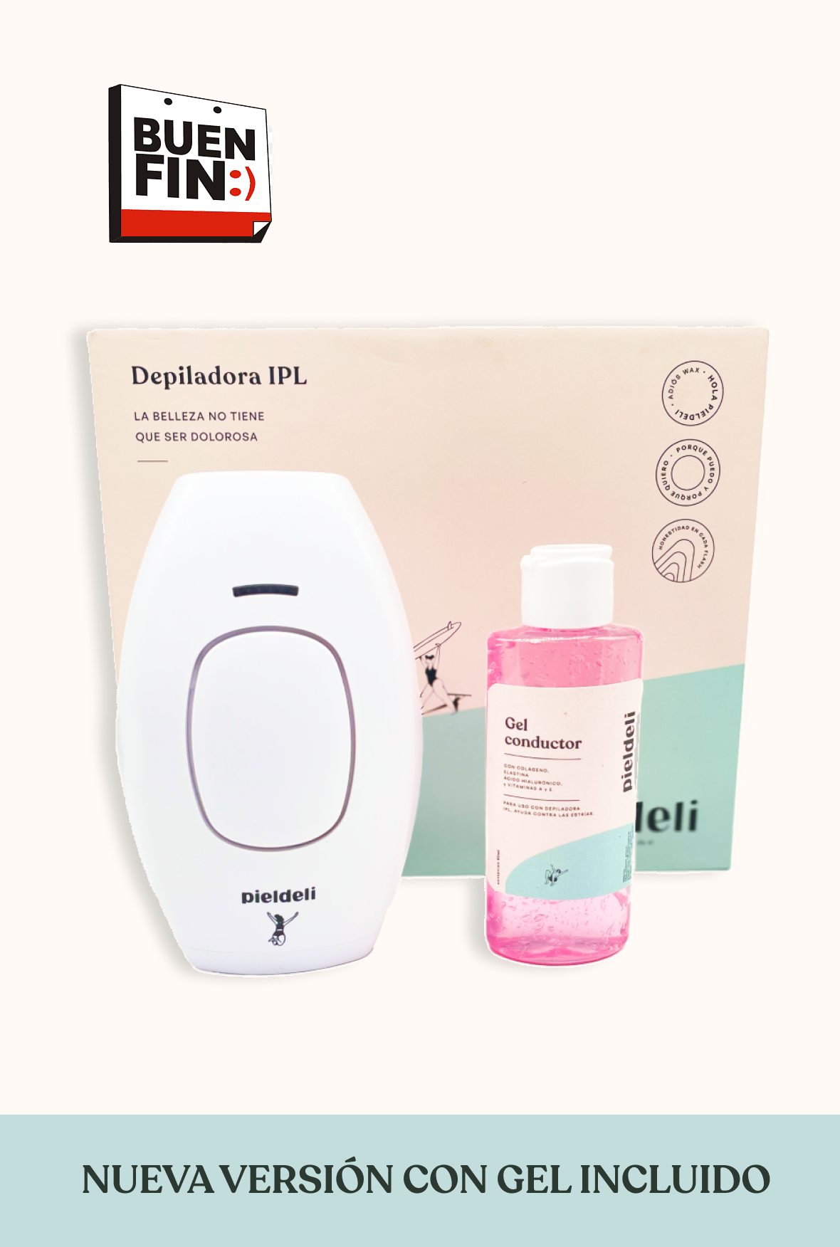 Depiladora IPL Piel Deli + Gel Conductor de regalo